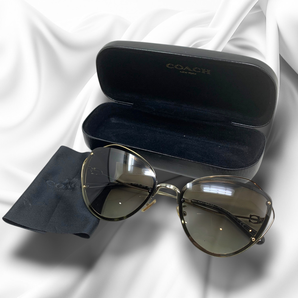 Coach HC7086 L1037 90058E Aviator Sunglasses Smoked Lens 60-18-140 Case + Cloth - Picture 2 of 14